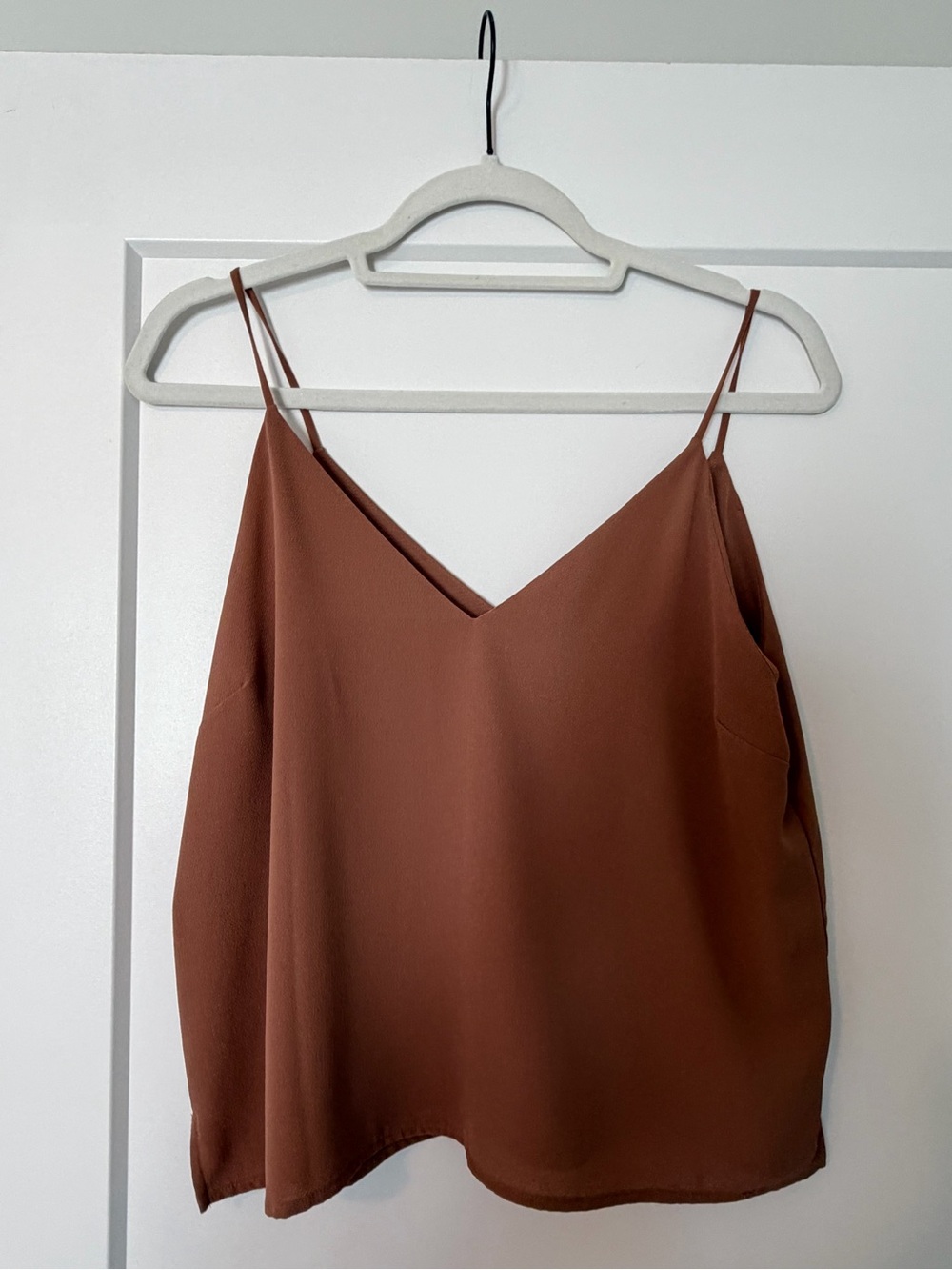 Women's Brown V-Neck Spaghetti Strap Top